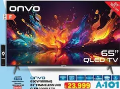 ONVO 65OVF5000AQ 65 İNÇ FRAMELESS UHD QLED GOOGLE TV AKILLI TELEVİZYON